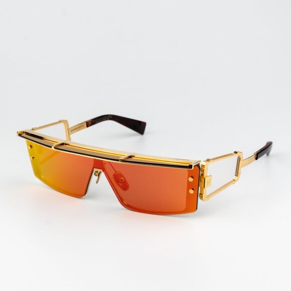 Balmain Men Sunglasses Gold Red Mirror Shield WONDER BOY - III BPS-127C-145 - Picture 4 of 11